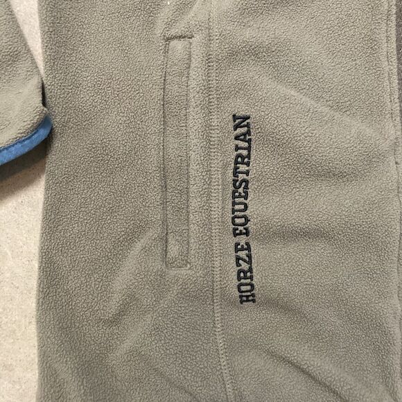 Horze Equestrian Fleece Jacket Womens Size 16 Full‎ Zip Pockets Brown Blue Trim - Picture 3 of 12